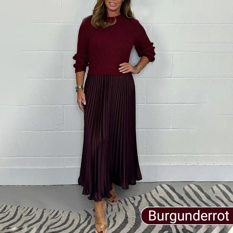 Elegante und stilvolle Faltenkleider mit Rundhalsausschnitt für Damen