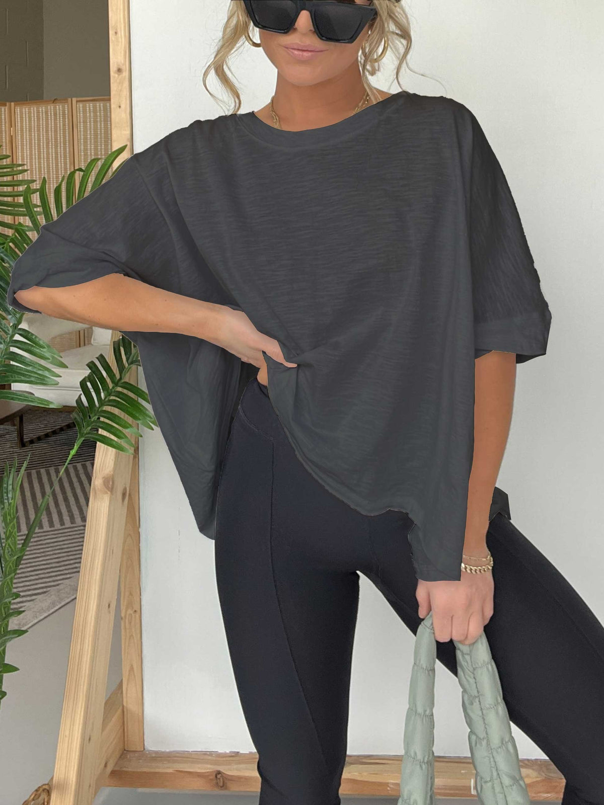 Festes Damen T-Shirt mit Rundhalsausschnitt und Übergröße