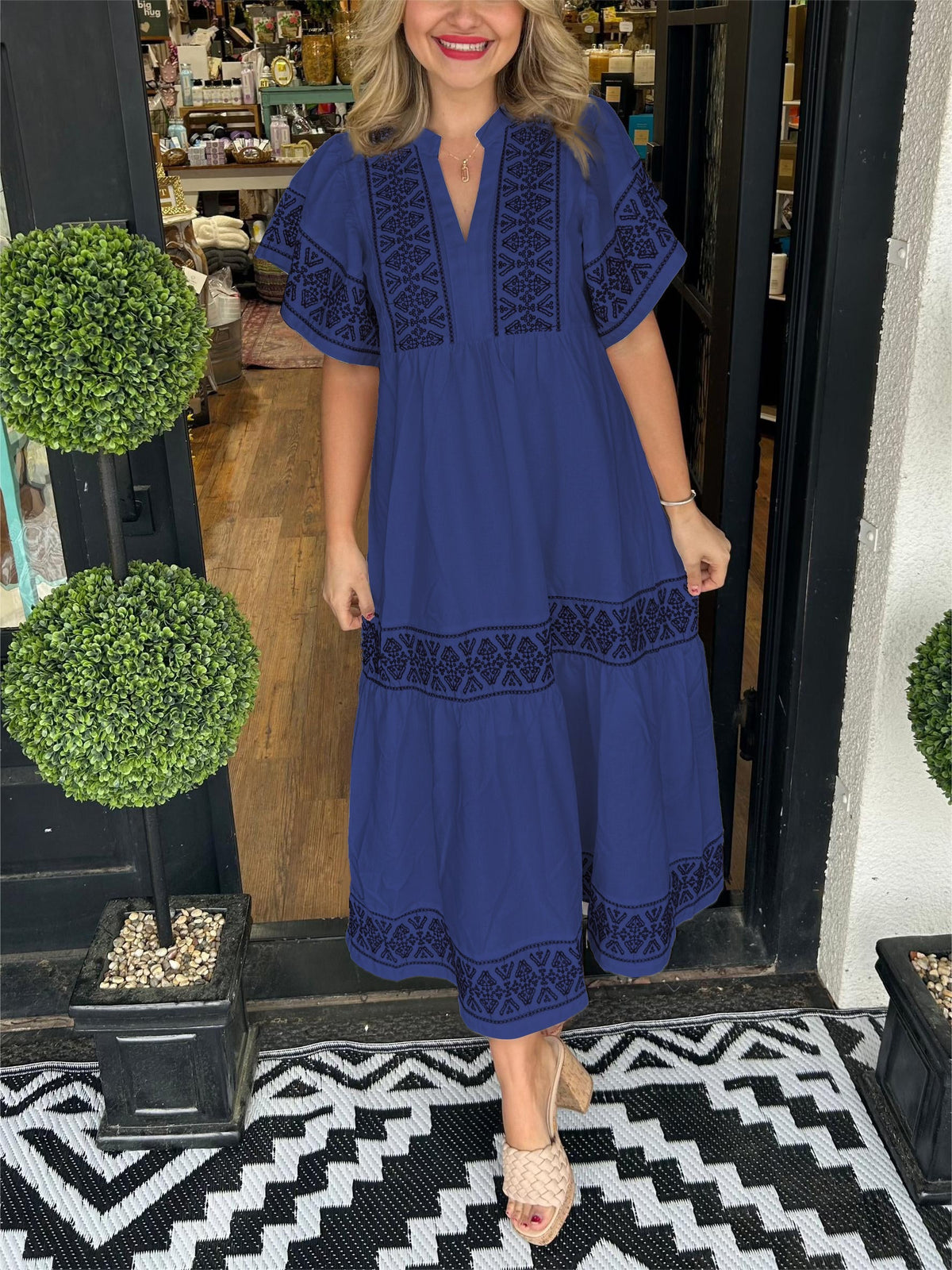 62%Rabatte✨ Damen-Boho-Maxikleid mit V-Ausschnitt✨