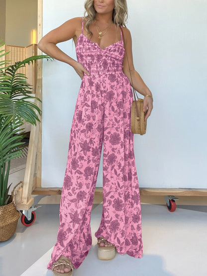 🔥Heißer Verkauf 49 % RABATT🔥2024 New Floral Hosenträger Jumpsuit mit weitem Bein