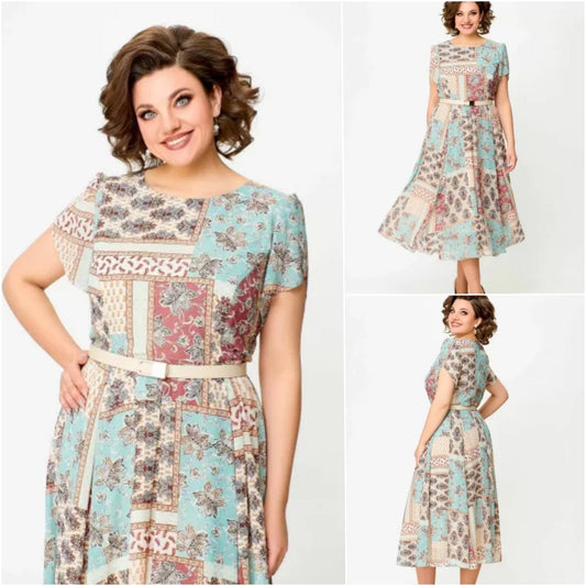 🔥HEISSER VERKAUF🔥2024 Bequemes und elegantes Kleid mit Patchwork-Print