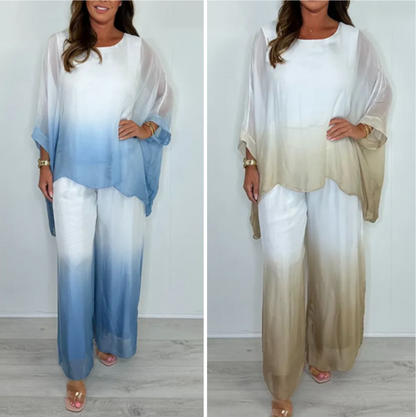 Lockeres, fließendes Oberteil und Hose im Dip-Dye-Mix-Look