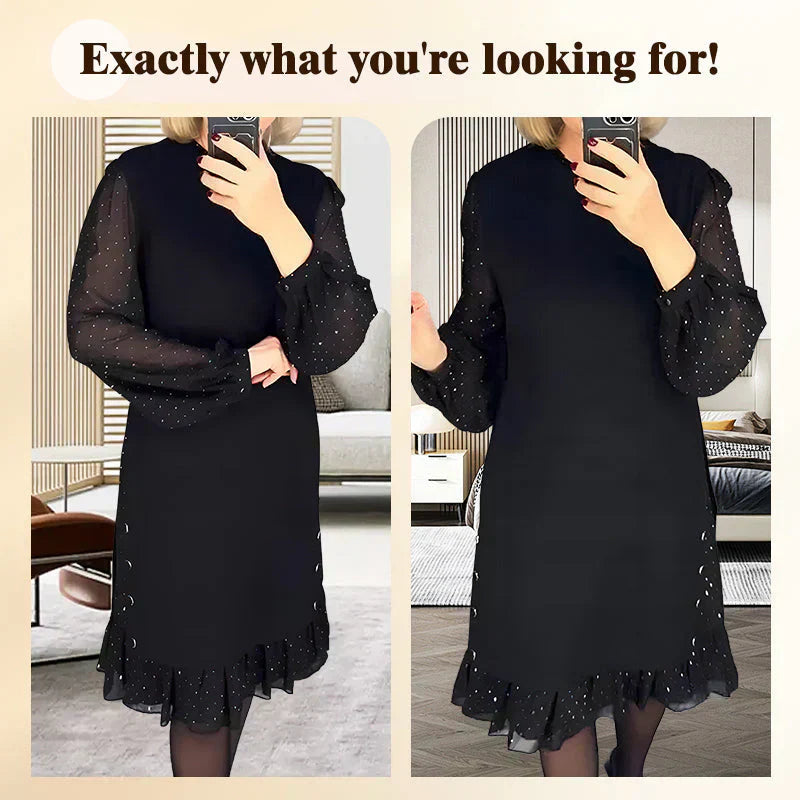 🔥Solange der Vorrat reicht 40 % Rabatt!🎉Damenkleid mit Rundhalsausschnitt und einfarbigem Strass