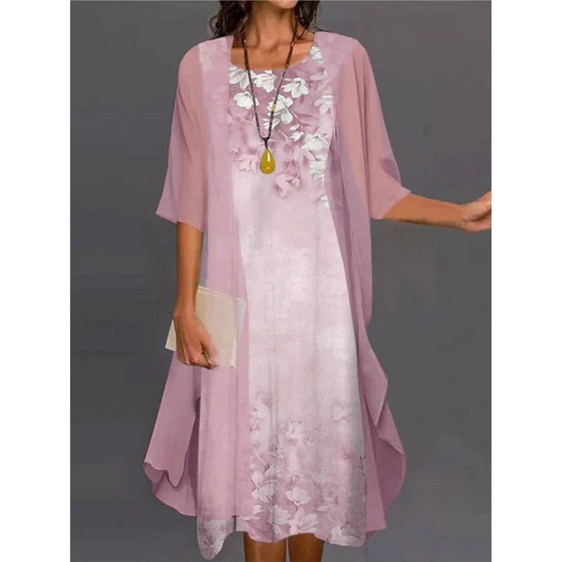🌸Ensemble aus elegantem Kleid mit Blumendruck für Frauen