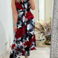 Elegantes ärmelloses plissiertes Kleid mit Blumendruck