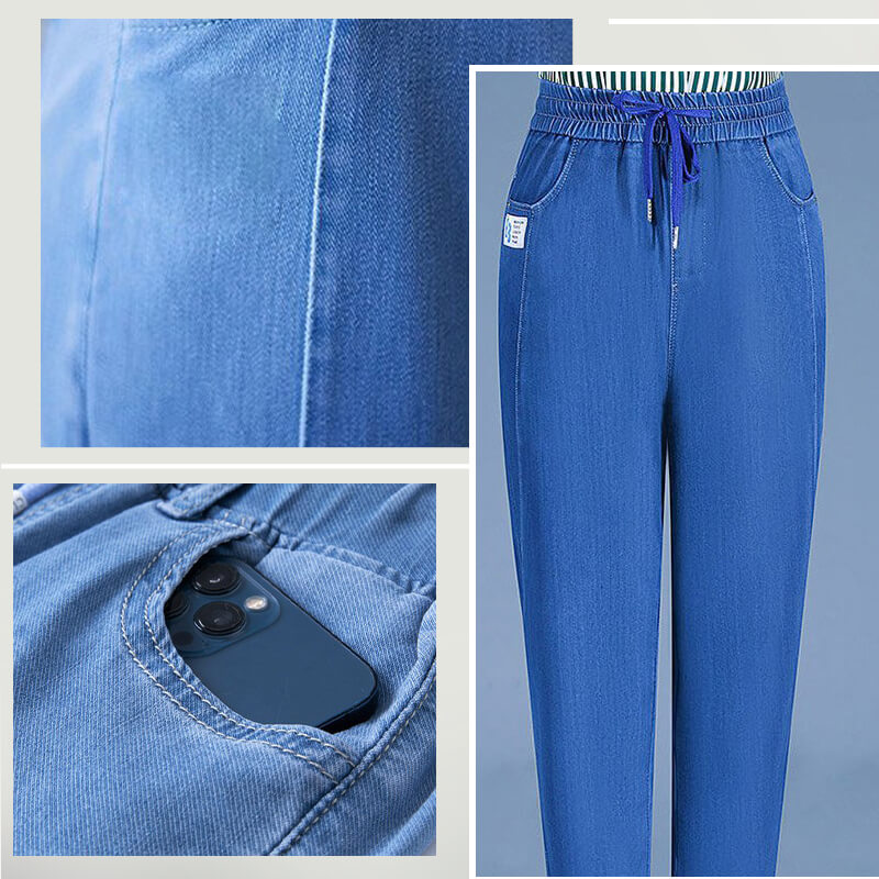 Schmale, lässige, gerade Jeans aus Eisseide