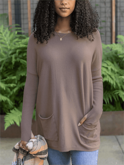 🎁Heißer Verkauf 49% RABATT⏳Langarm-Daumenloch-Pullover-Taschentunika