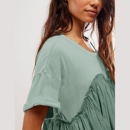 🔥Damen Sommer Plissee Babydoll Kleid mit Taschen