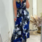 Elegantes ärmelloses plissiertes Kleid mit Blumendruck