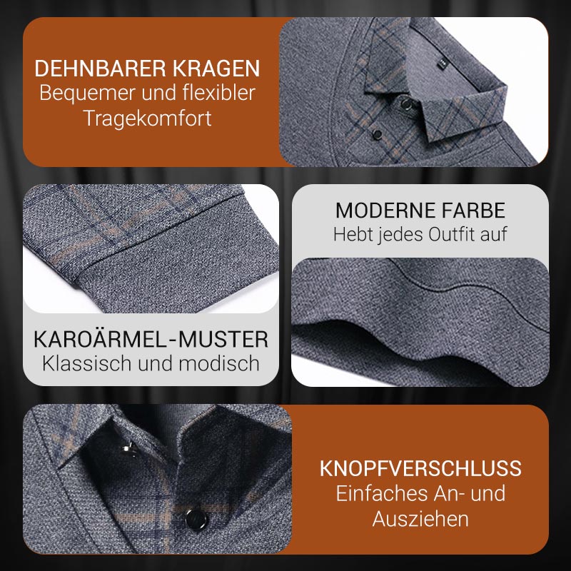 Herren Fake Zweiteiler mit Revers Langarm Oberteile