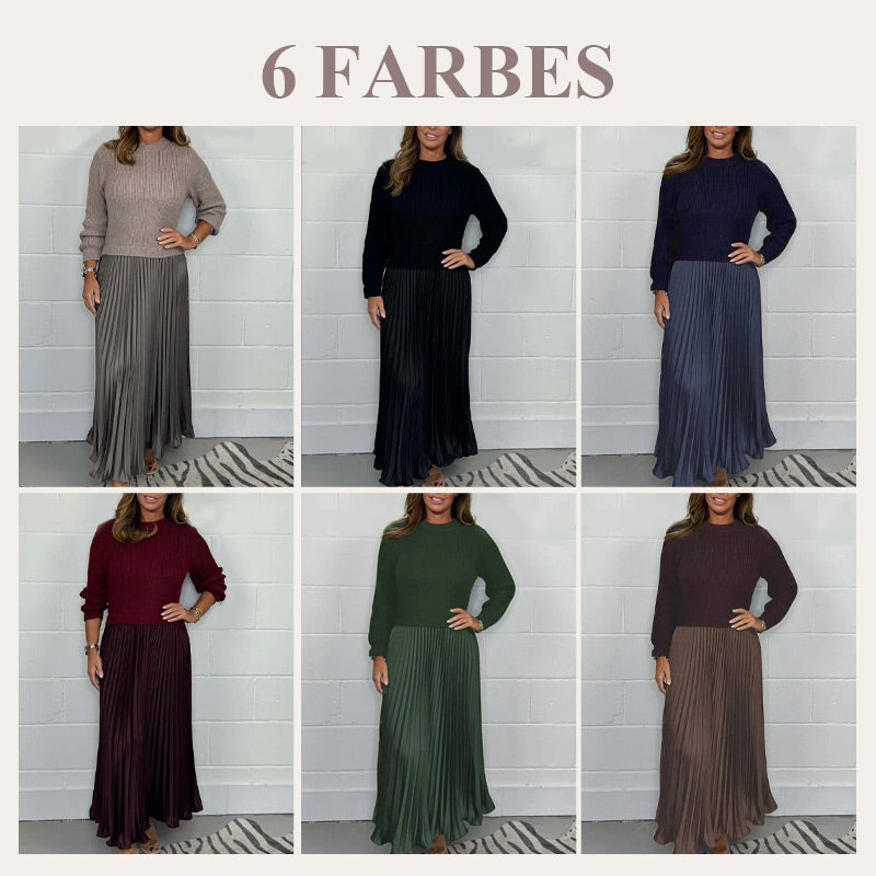 Elegante und stilvolle Faltenkleider mit Rundhalsausschnitt für Damen