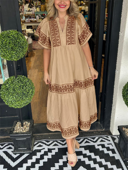 62%Rabatte✨ Damen-Boho-Maxikleid mit V-Ausschnitt✨
