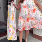 Ärmelloses Midikleid mit Plissee und Blumenprint und betonter Taille