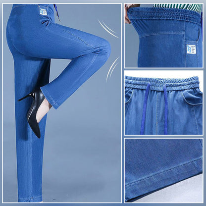 Schmale, lässige, gerade Jeans aus Eisseide
