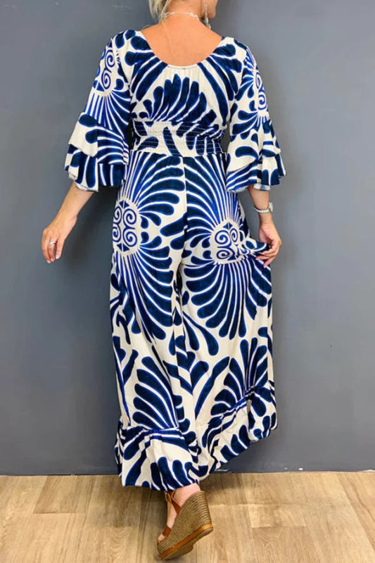 🔥50% Rabatt im Sonderangebot🔥Vintage-Jumpsuit mit Blumenmuster und Rüschenärmeln