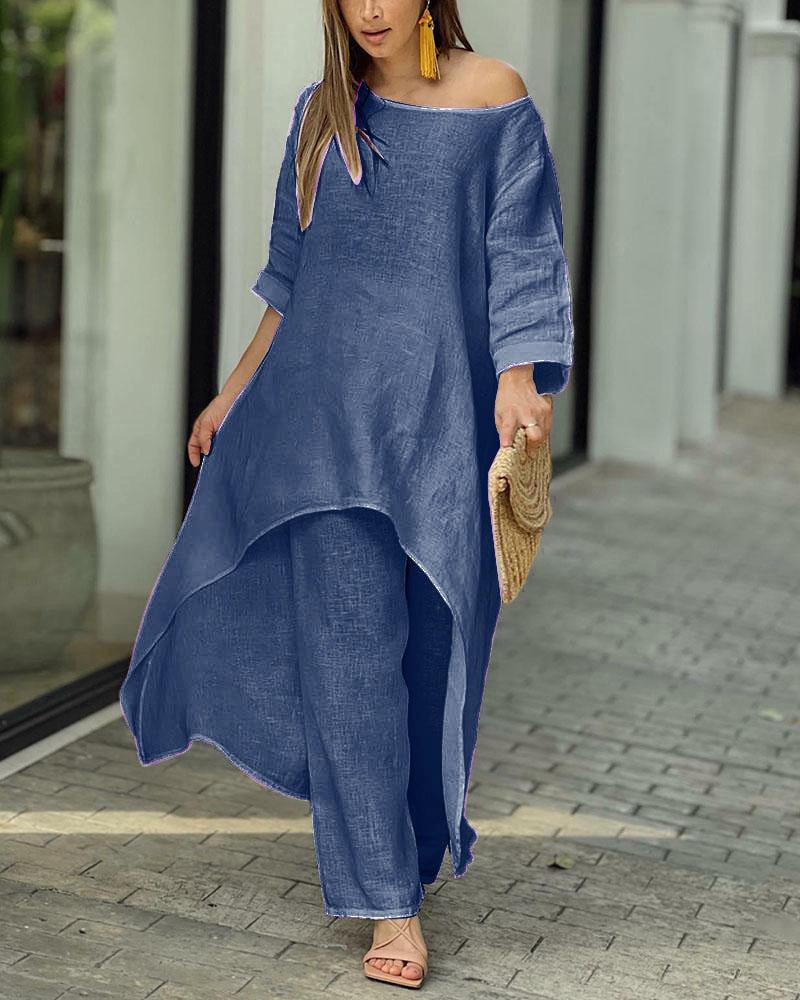 💥Heißer Verkauf 49% Rabatt💥💕Frauen solide Farbe Leinen modische casual Anzug💃💃