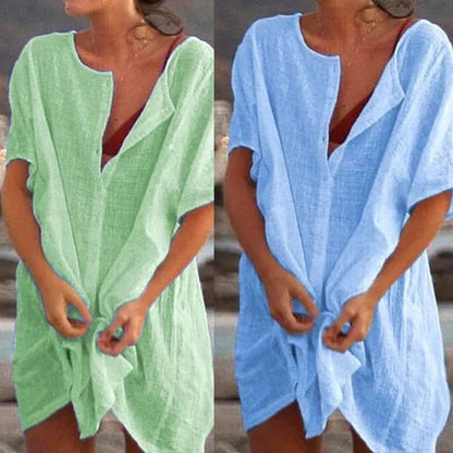 Lässiges, lockeres Kurzarm-Shirt für Damen aus Baumwolle für den Sommer