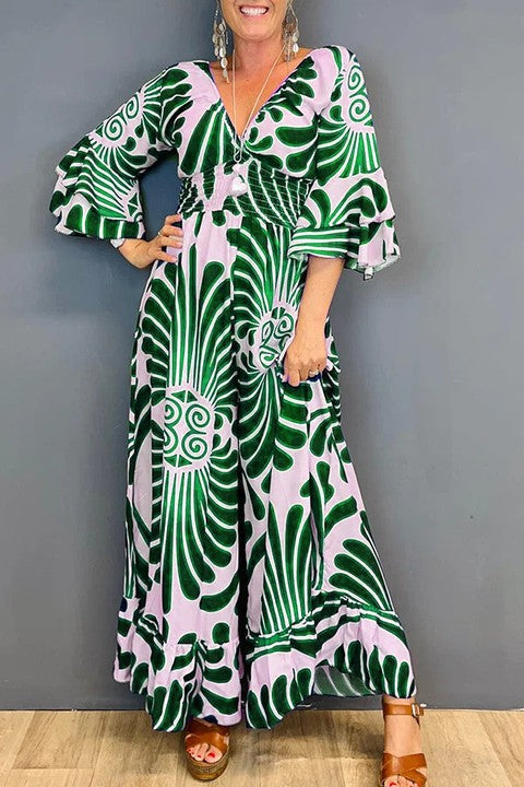 🔥50% Rabatt im Sonderangebot🔥Vintage-Jumpsuit mit Blumenmuster und Rüschenärmeln