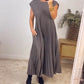 Damen plissiertes einfaches einfarbiges Kleid