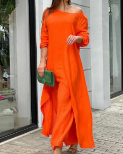 💥Heißer Verkauf 49% Rabatt💥💕Frauen solide Farbe Leinen modische casual Anzug💃💃