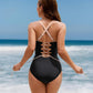 🔥HEISSER VERKAUF 50 % RABATT👙Farbblock-Einteiliger Badeanzug mit Bauchweg-Effekt