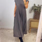 Damen plissiertes einfaches einfarbiges Kleid