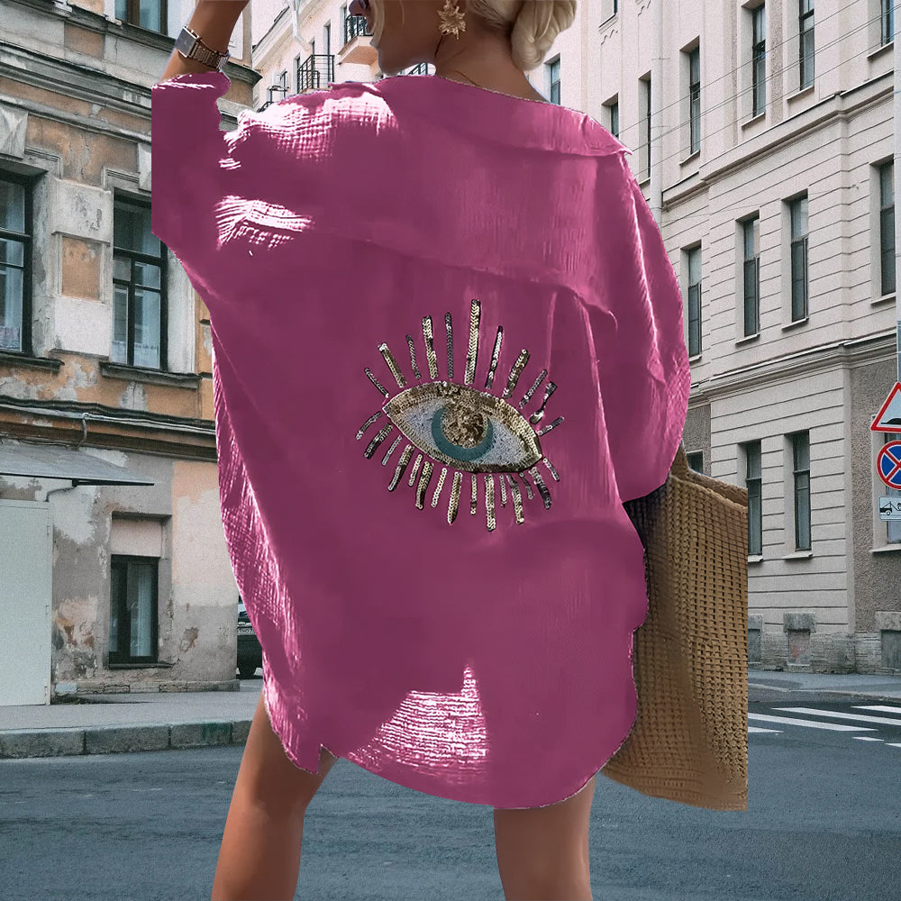 Evil Eye Casual Pailletten-Perlenhemd🥰Neue Produktaktion – 50% Rabatt
