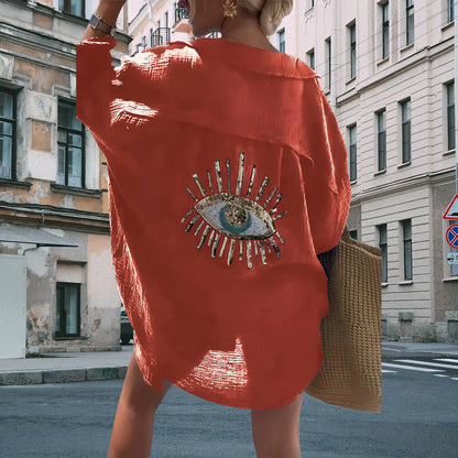 Evil Eye Casual Pailletten-Perlenhemd🥰Neue Produktaktion – 50% Rabatt
