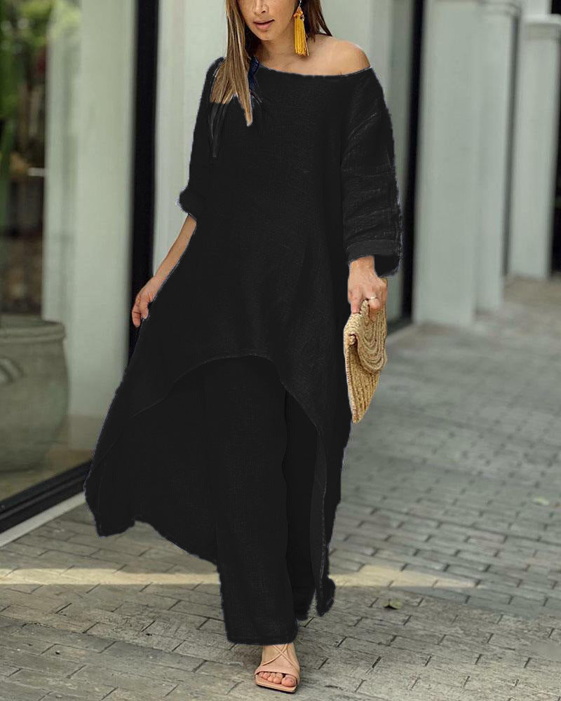 💥Heißer Verkauf 49% Rabatt💥💕Frauen solide Farbe Leinen modische casual Anzug💃💃