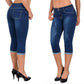 Capri-Jeans mit zerrissenem, hochgerolltem Saum