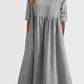 🌸50% Rabatt🌸Frauen gelegentlich grundlegender Outdoor -Crew -Nahrung Taschenpocket Smocked Baumwollkleid