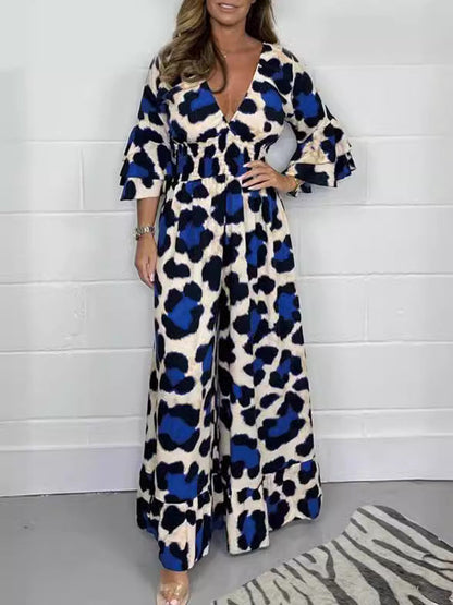 🔥Hot Sale 49% Off🍃Leopardenmuster V-Ausschnitt Jumpsuit