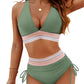 💃Urlaubsangebot 49 % RABATT💃Bikini-Sets mit hoher Taille und Bauchkontrolle in Farbblock-Optik