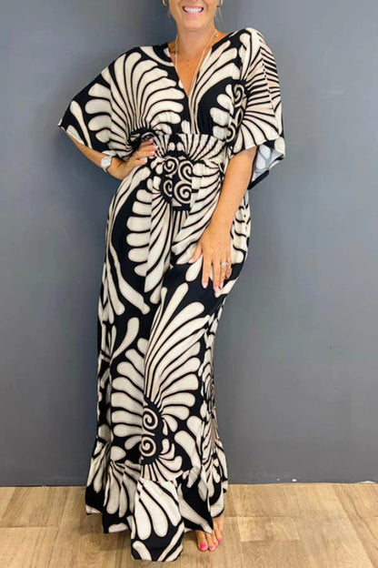 🔥50% Rabatt im Sonderangebot🔥Vintage-Jumpsuit mit Blumenmuster und Rüschenärmeln