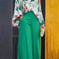 Geblümtes Damenhemd und Hose mit weitem Bein und hoher Taille (1 Set)