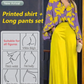 Geblümtes Damenhemd und Hose mit weitem Bein und hoher Taille (1 Set)