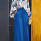 Geblümtes Damenhemd und Hose mit weitem Bein und hoher Taille (1 Set)