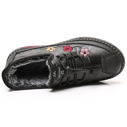 Weicher und warmer Mokassin Loafers für Damen und Ältere Frauen aus Leder und Fell