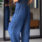 ✨️💙HERVORRAGENDER SALE: 49 % RABATT✨️💙Dünner Jumpsuit mit Cargo-Tasche und V-Ausschnitt aus Denim