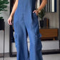 ✨️💙HERVORRAGENDER SALE: 49 % RABATT✨️💙Dünner Jumpsuit mit Cargo-Tasche und V-Ausschnitt aus Denim