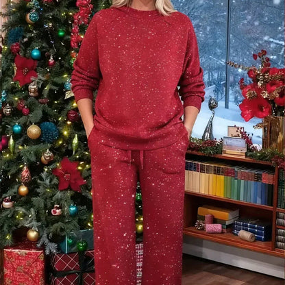 ⌛ Nur noch 3 Tage – 50 % auf alles! ⏰Damen-Glitzer-Zweiteiler: Pullover & Hose