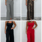 Sexy, rückenfreier Jumpsuit mit U-Ausschnitt und weitem Bein für Damen