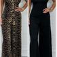 Sexy, rückenfreier Jumpsuit mit U-Ausschnitt und weitem Bein für Damen
