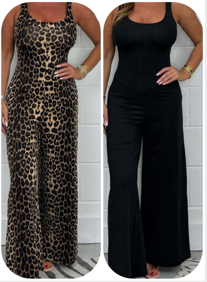Sexy, rückenfreier Jumpsuit mit U-Ausschnitt und weitem Bein für Damen