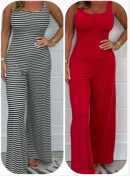 Sexy, rückenfreier Jumpsuit mit U-Ausschnitt und weitem Bein für Damen