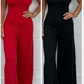 Sexy, rückenfreier Jumpsuit mit U-Ausschnitt und weitem Bein für Damen