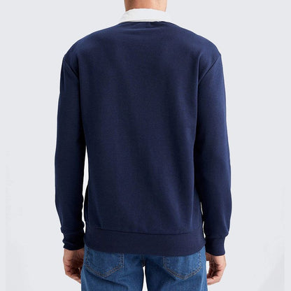 Lässiges Herbst-Sweatshirt für Herren mit langen Ärmeln und Revers -  Weihnachtsgeschenk