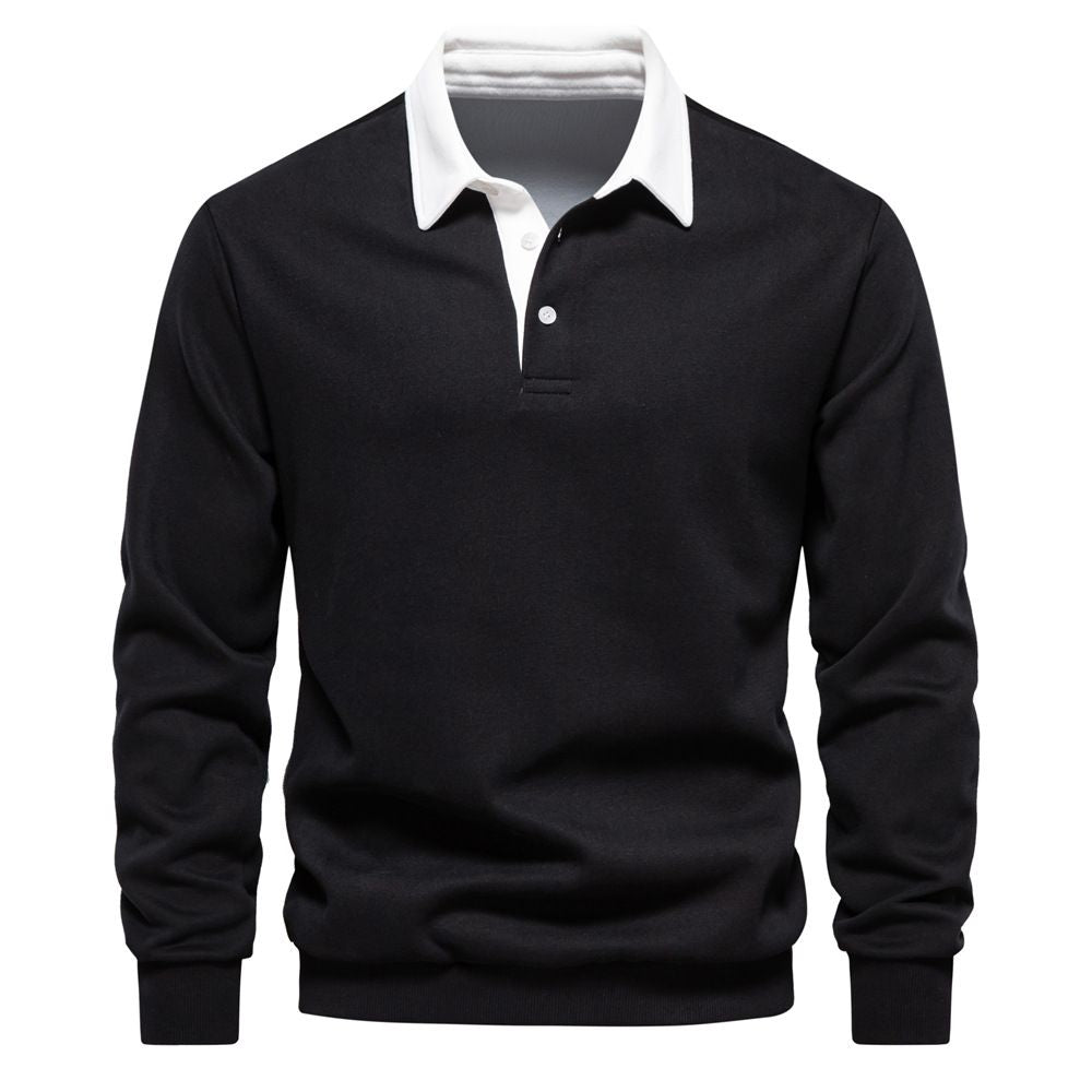 Lässiges Herbst-Sweatshirt für Herren mit langen Ärmeln und Revers -  Weihnachtsgeschenk
