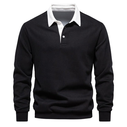 Lässiges Herbst-Sweatshirt für Herren mit langen Ärmeln und Revers -  Weihnachtsgeschenk
