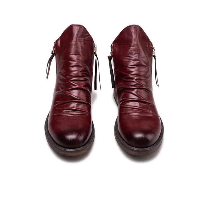 Neu Plissierte Vintage Reißverschluss Chelsea Ritter Stiefel【KOSTENLOSER VERSAND】